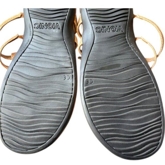Vionic Elvia Adjustable Slip-on Orthotic Faux Leather Sandal - Toffee - 11 - Picture 8 of 11